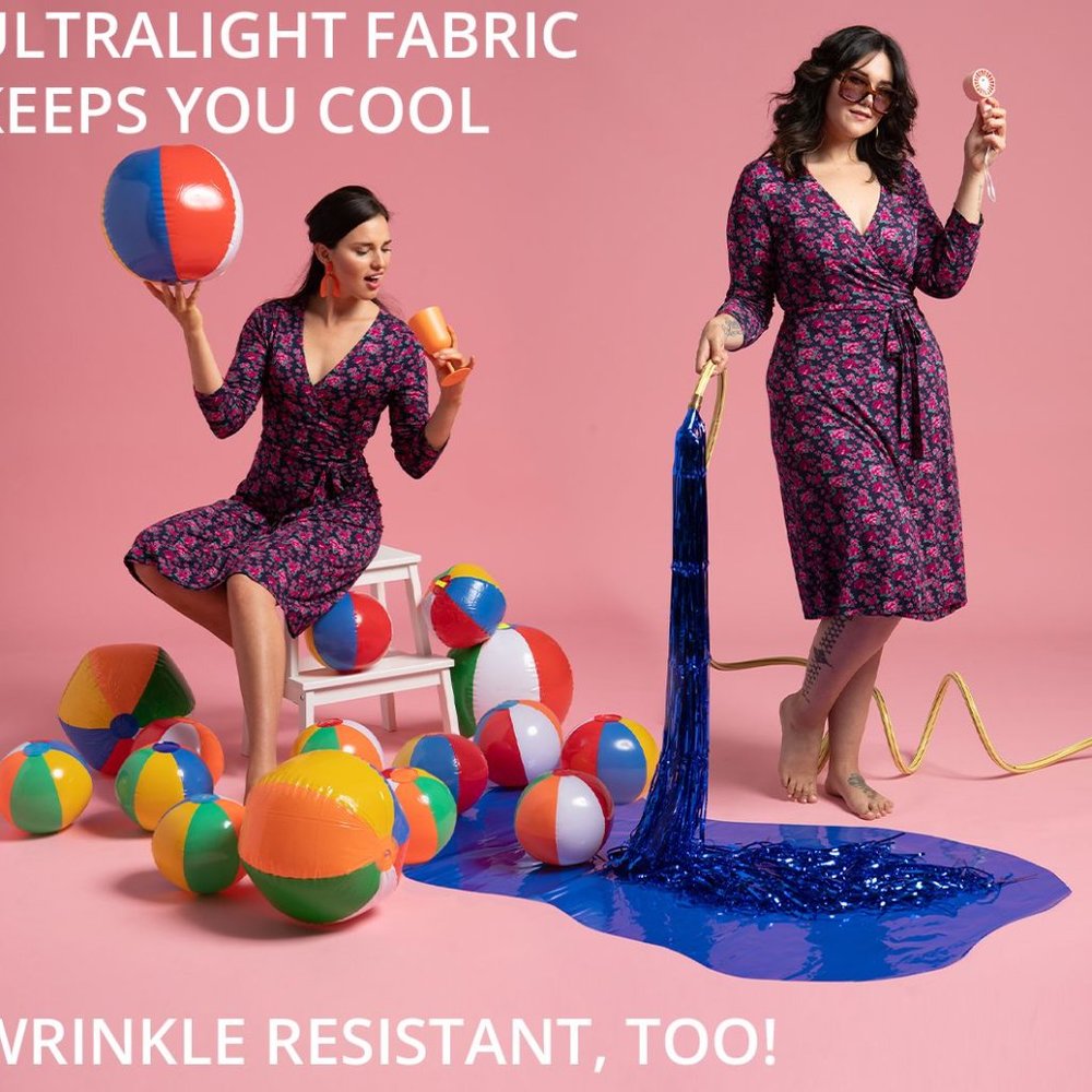 Betabrand Venus Wrap Dress (Floral-doggie) - Picture 8 of 9